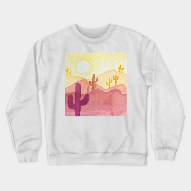 Rosy Desert (Watercolor desert landscape) Crewneck Sweatshirt by ayemfid